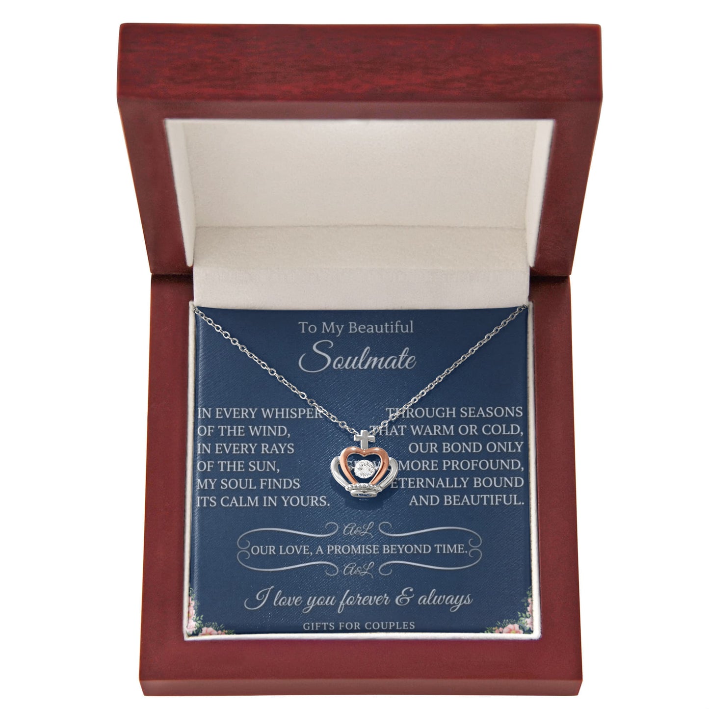 Romantic crown pendant necklace for couples
