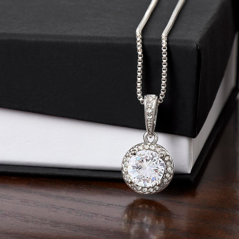Romantic eternal hope couple necklace gold pendant close view