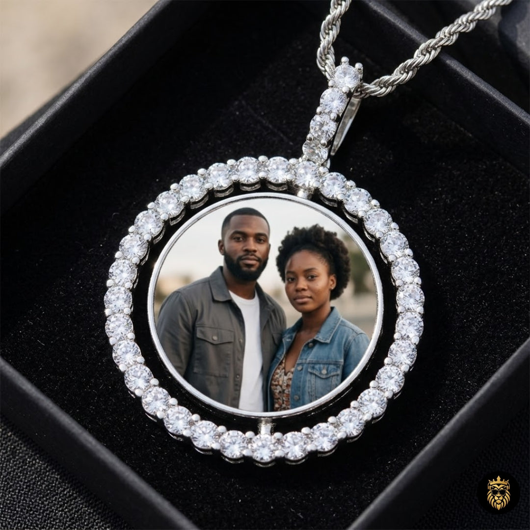 Custom Rotating Photo Medallion Necklace – Custom Memory Pendant for Men & Women
