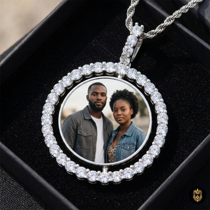 Custom Rotating Photo Medallion Necklace – Custom Memory Pendant for Men & Women