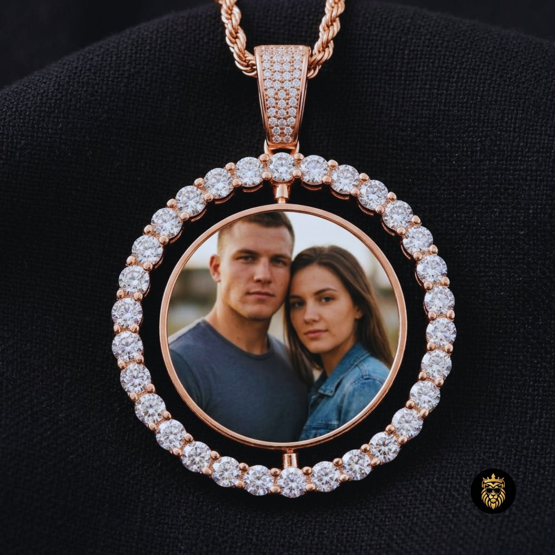 Custom Rotating Photo Medallion Necklace – Custom Memory Pendant for Men & Women