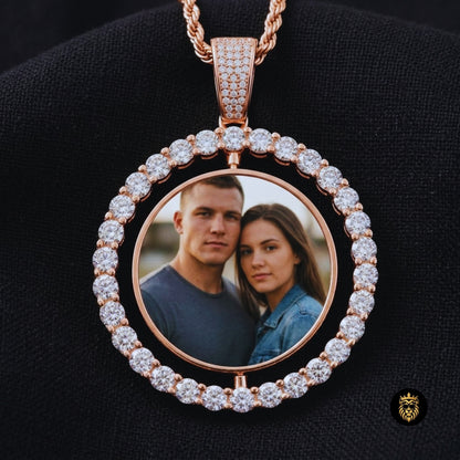 Custom Rotating Photo Medallion Necklace – Custom Memory Pendant for Men & Women