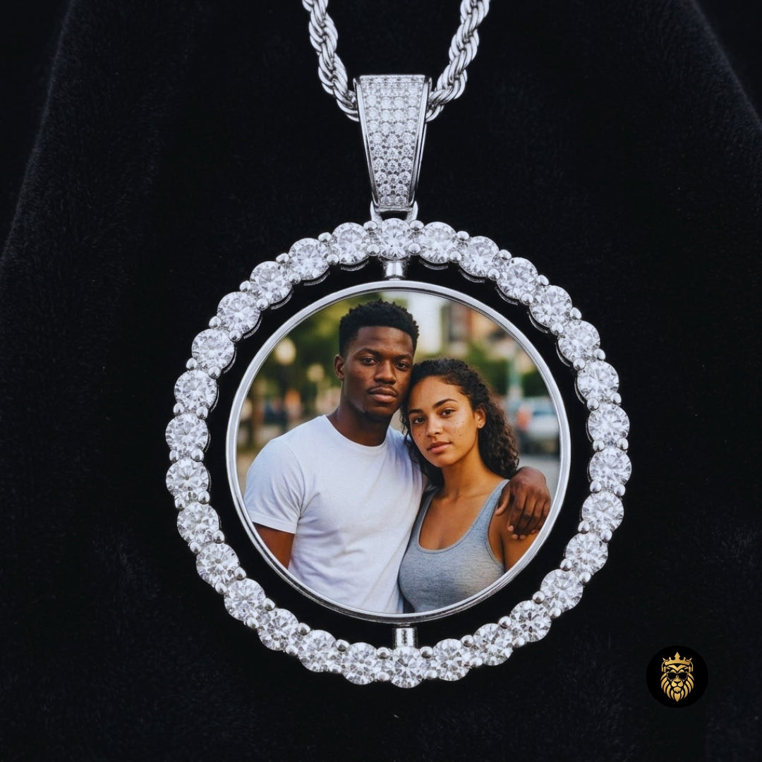 Custom Rotating Photo Medallion Necklace – Custom Memory Pendant for Men & Women