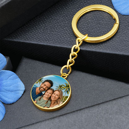 Elegant round photo keychain gift for women with personalized picture