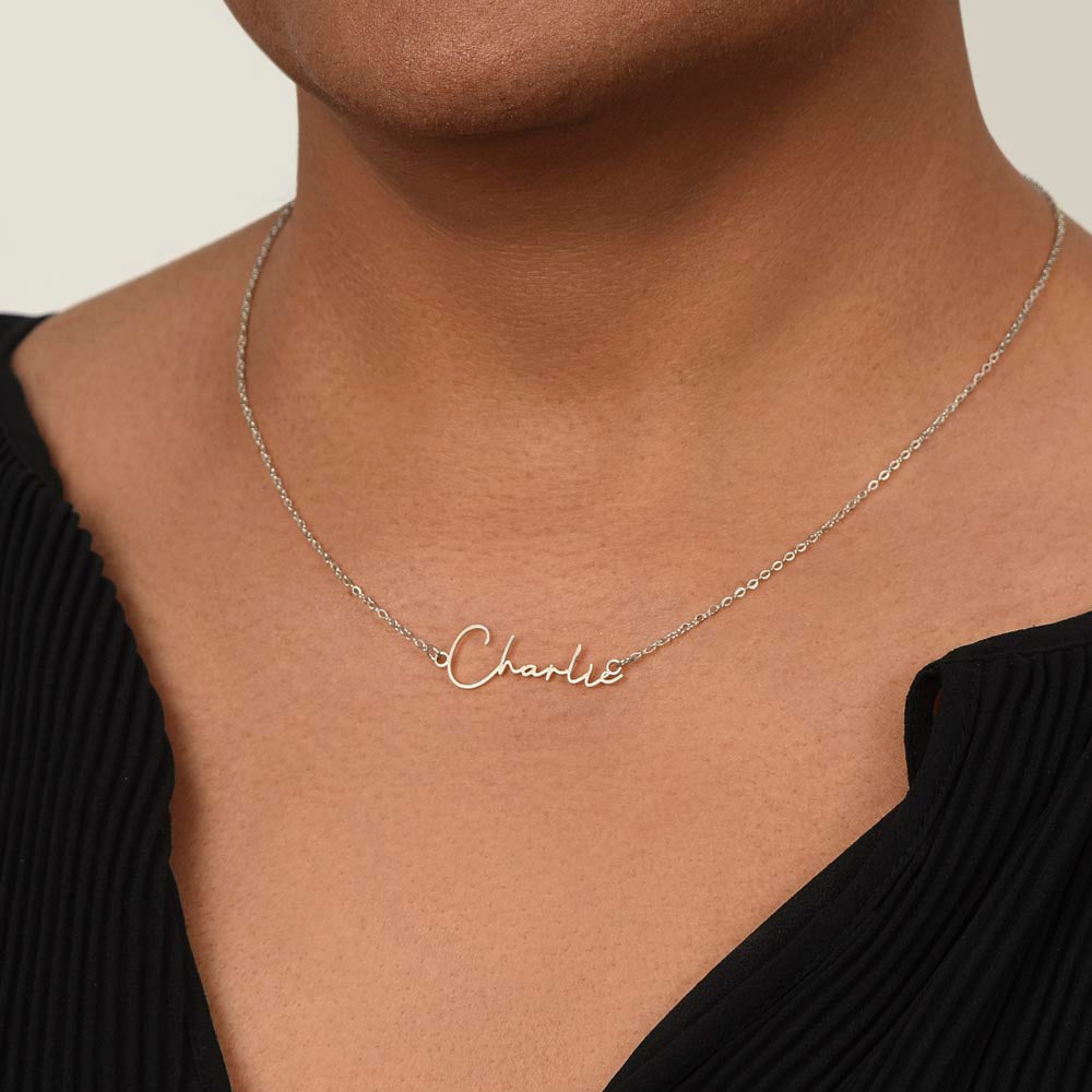 Minimalist signature style custom name necklace design