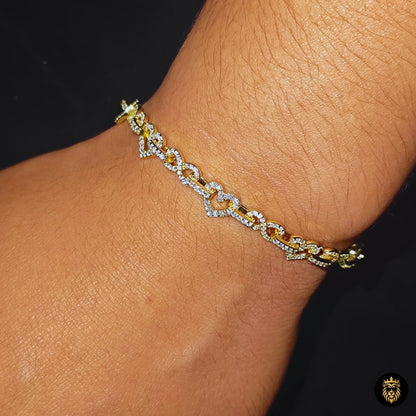 Full iced out infinity heart bracelet for women