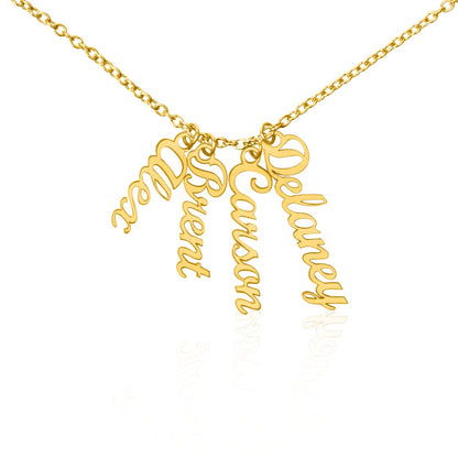 Stylish vertical pendant necklace with custom engraved names