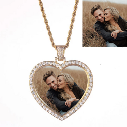 Custom Heart Photo Medallions Necklace