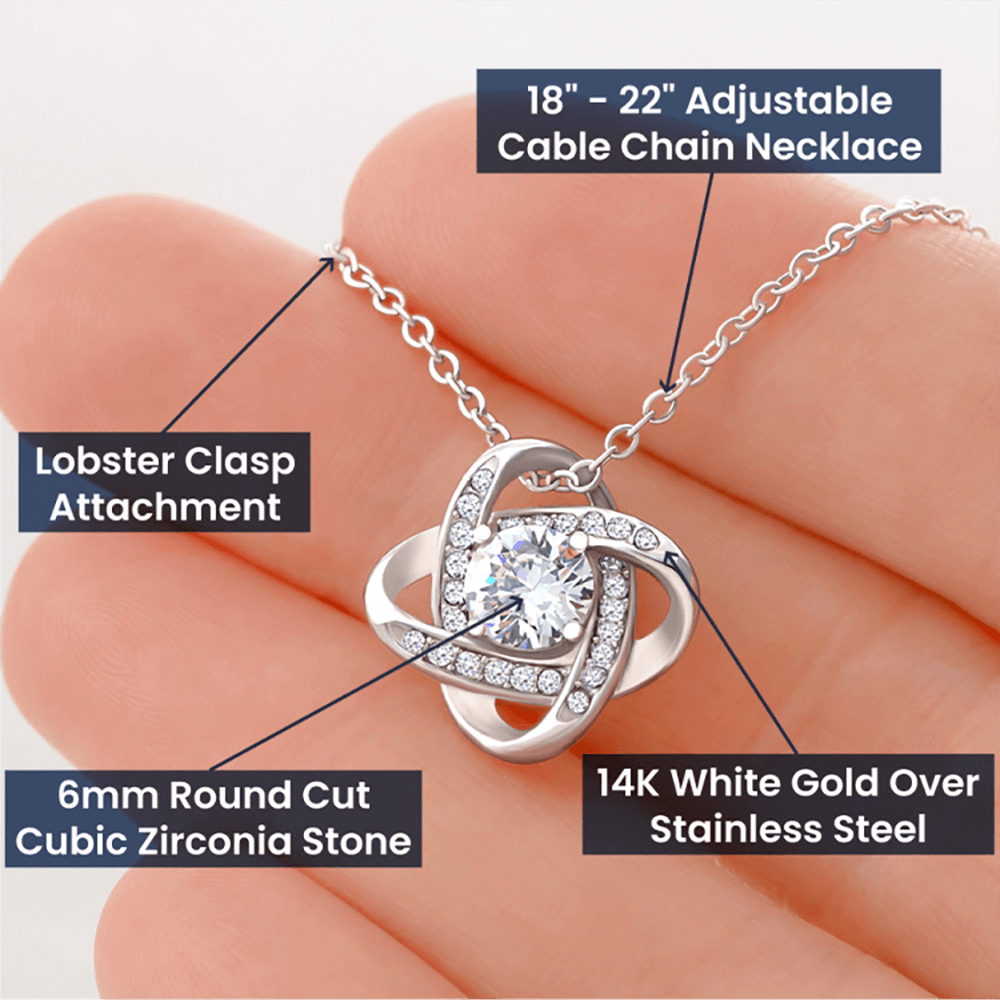White gold finished love knot necklace for women