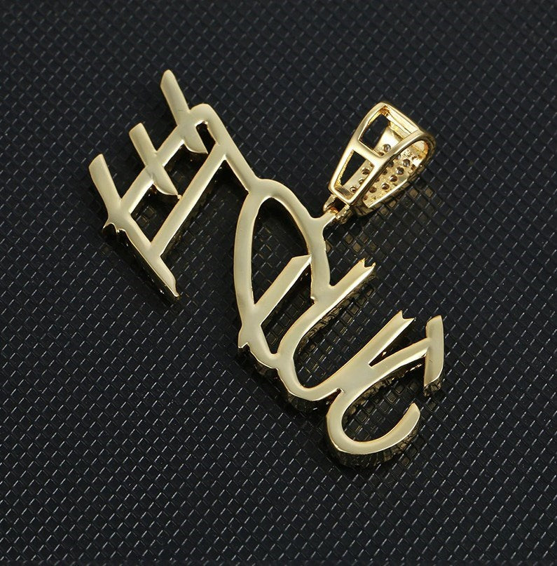 Personalized Premium Initial Letter Nameplate Necklace- Iced Out Hip Hop Name Necklace