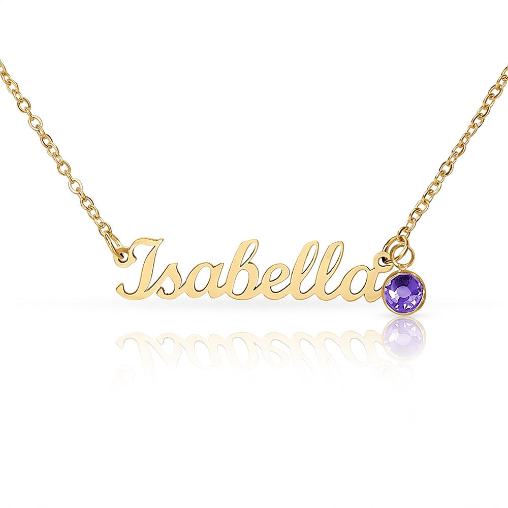 Personalized Birthstone Name Necklace for Women – Custom Elegant Pendant Gift