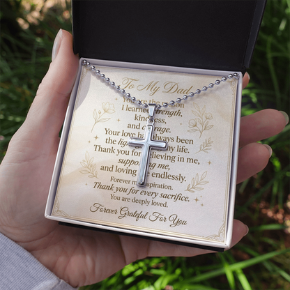 Christian Cross Necklace for Dad – Inspirational Faith Pendant Gift for Father
