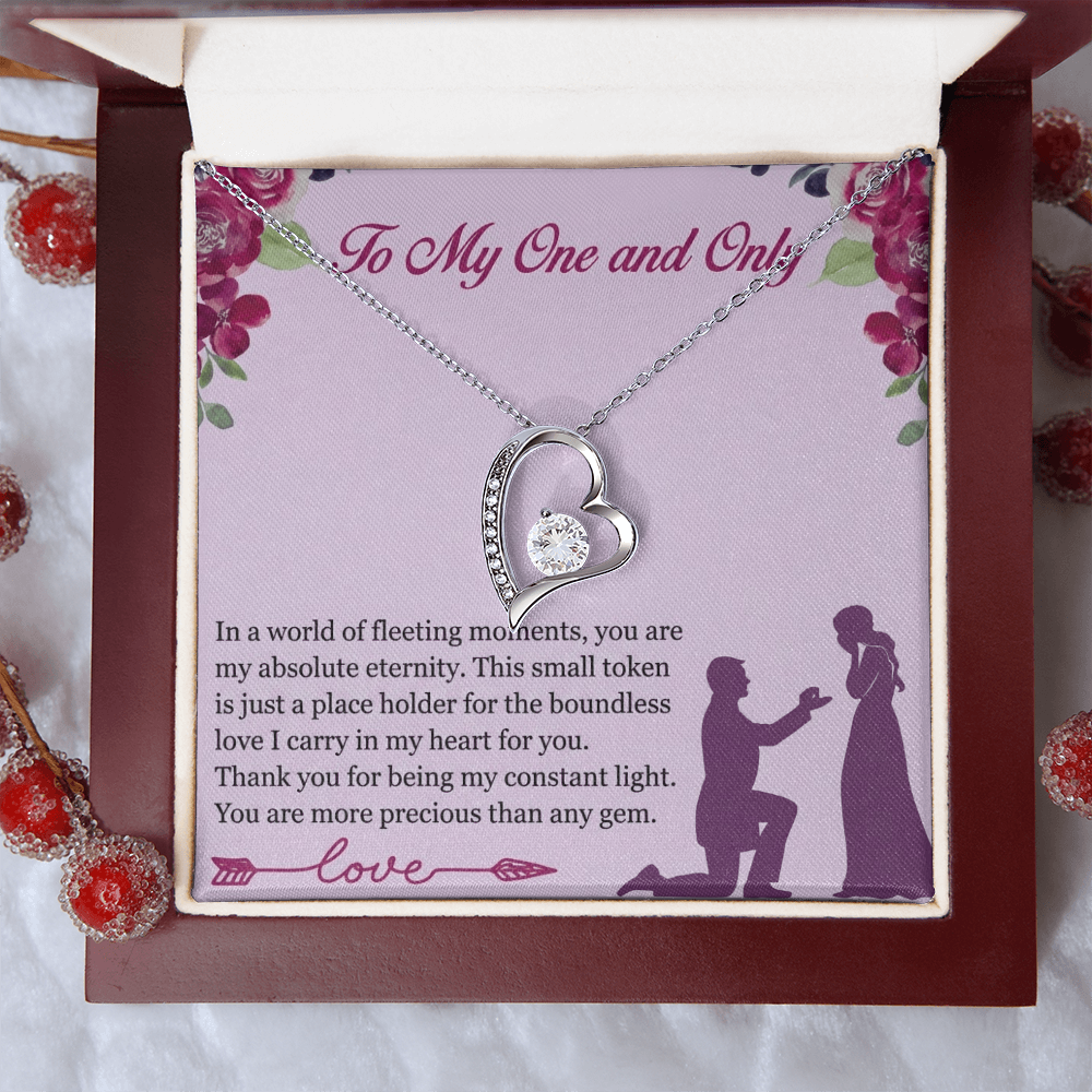 Forever Love Heart Necklace for Her – Elegant CZ Crystal Pendant Gift for Women
