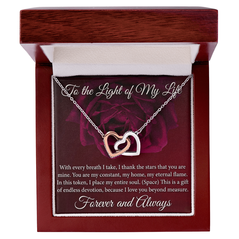 Interlocking Hearts Necklace for Women – Romantic Yellow & White Gold Gift for Her