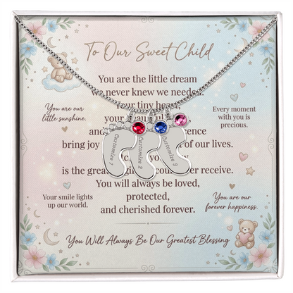 Personalized Baby Feet Necklace with Birthstone for Mom – Custom Engraved Mother Jewelry