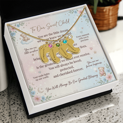 Personalized Baby Feet Necklace with Birthstone for Mom – Custom Engraved Mother Jewelry