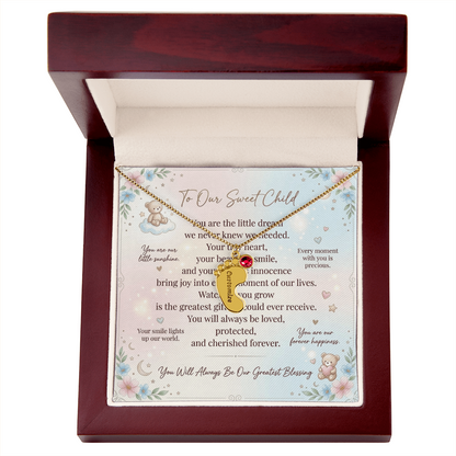Personalized Baby Feet Necklace with Birthstone for Mom – Custom Engraved Mother Jewelry