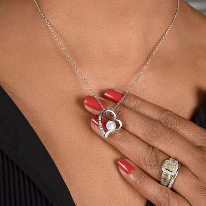 Forever Love Heart Necklace for Her – Elegant CZ Crystal Pendant Gift for Women