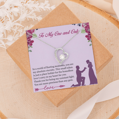 Forever Love Heart Necklace for Her – Elegant CZ Crystal Pendant Gift for Women