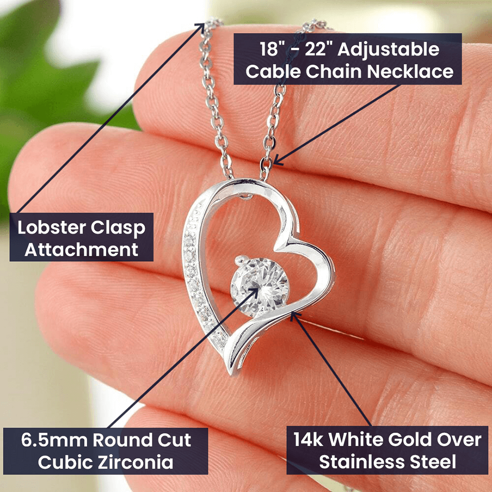 Forever Love Heart Necklace for Her – Elegant CZ Crystal Pendant Gift for Women