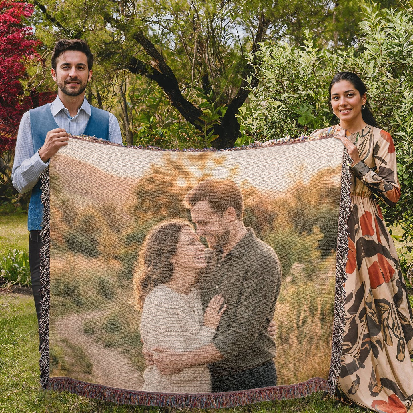 Custom Family Photo Woven Blanket – Meaningful Gift for Loved Ones