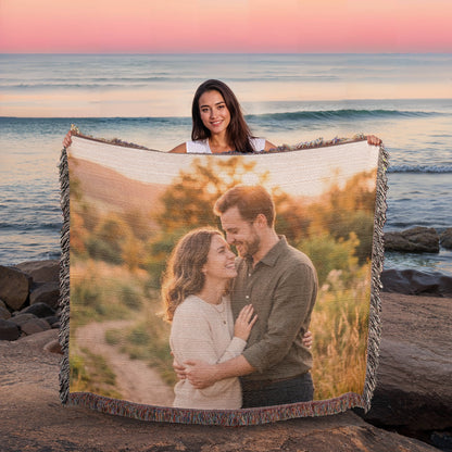 Custom Family Photo Woven Blanket – Meaningful Gift for Loved Ones