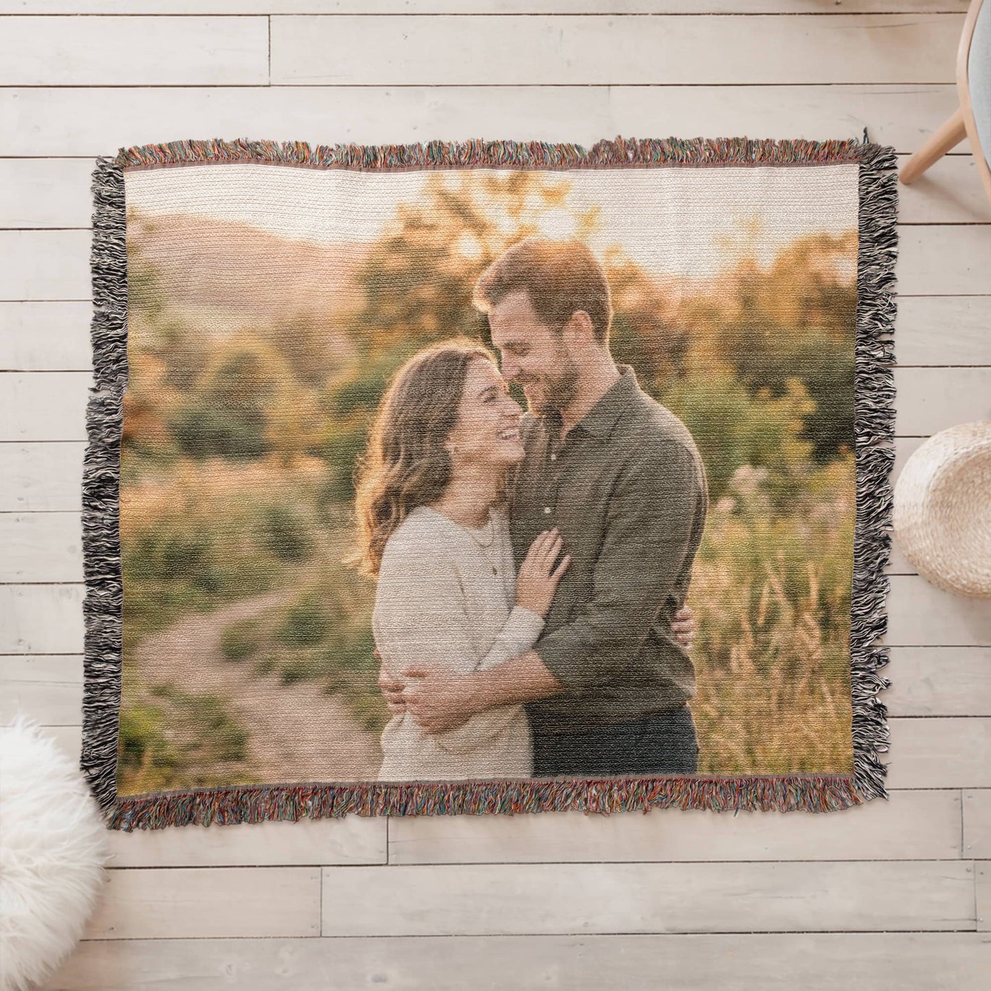 Custom Family Photo Woven Blanket – Meaningful Gift for Loved Ones
