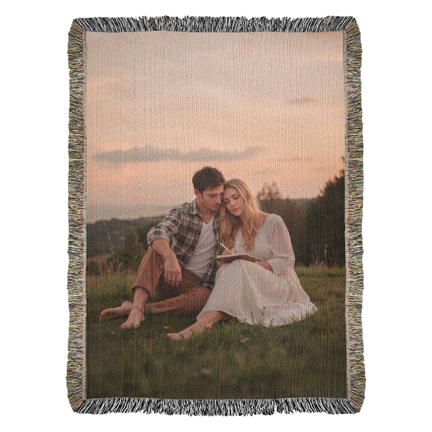 Personalized Photo Heirloom Woven Blanket – Custom Portrait Memory Keepsake