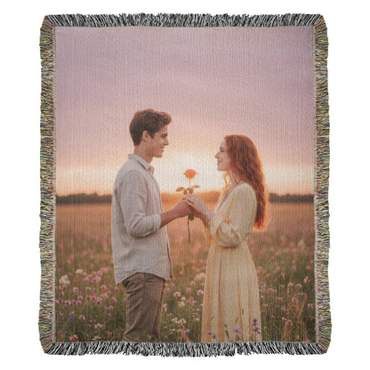 Personalized Photo Heirloom Woven Blanket – Custom Portrait Memory Keepsake