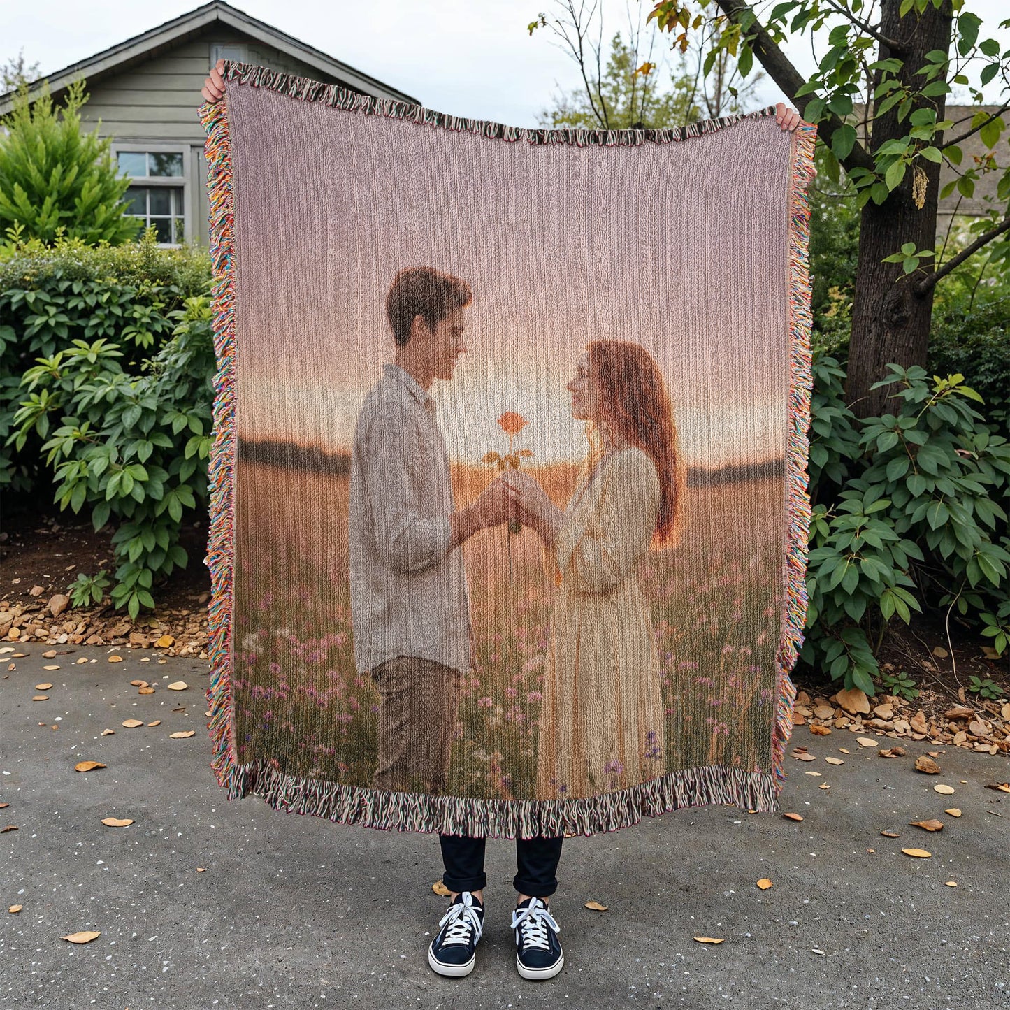 Personalized Photo Heirloom Woven Blanket – Custom Portrait Memory Keepsake