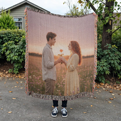 Personalized Photo Heirloom Woven Blanket – Custom Portrait Memory Keepsake