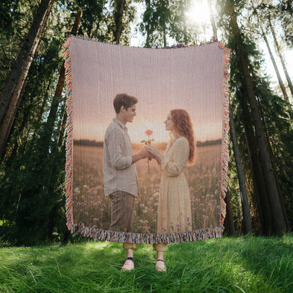 Personalized Photo Heirloom Woven Blanket – Custom Portrait Memory Keepsake
