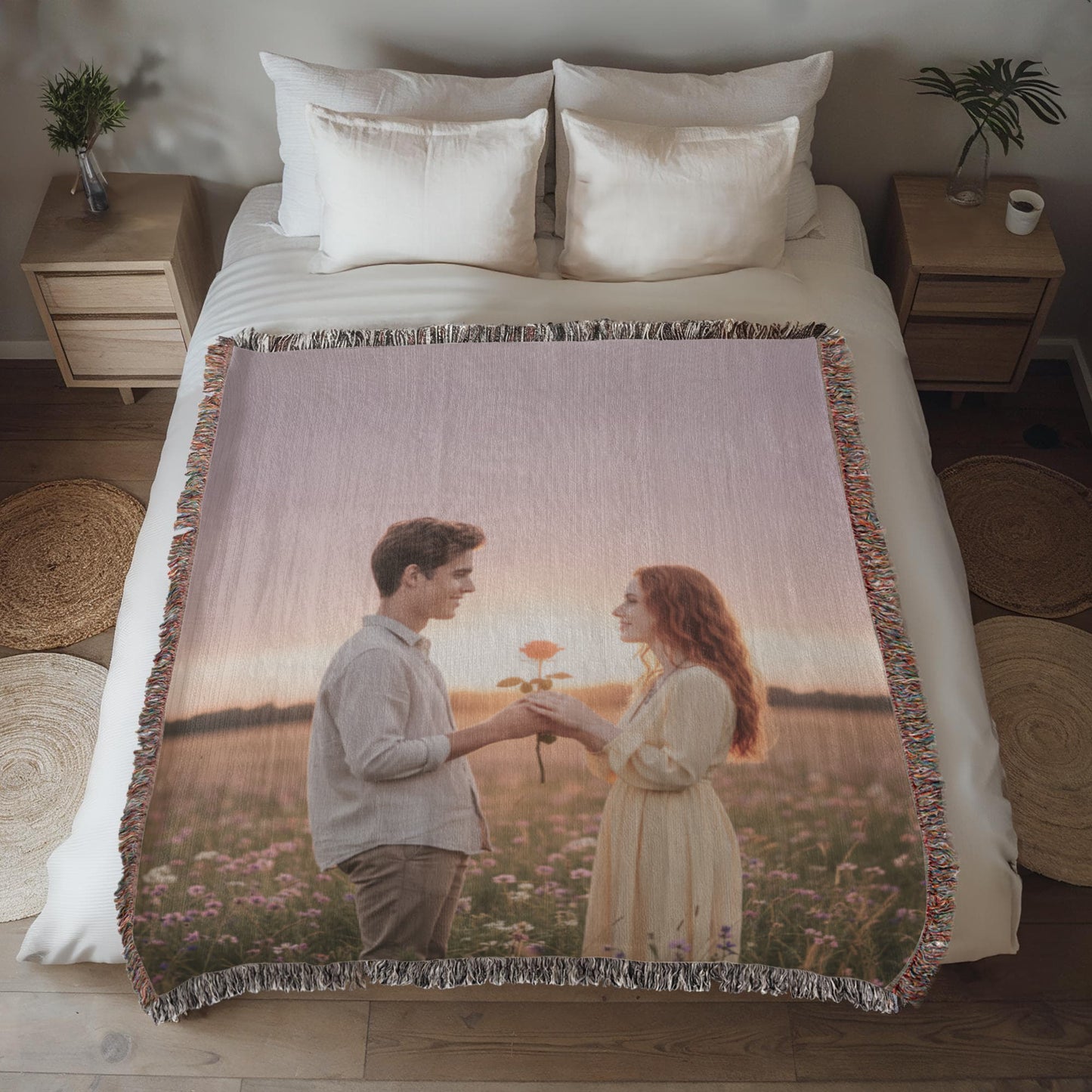 Personalized Photo Heirloom Woven Blanket – Custom Portrait Memory Keepsake