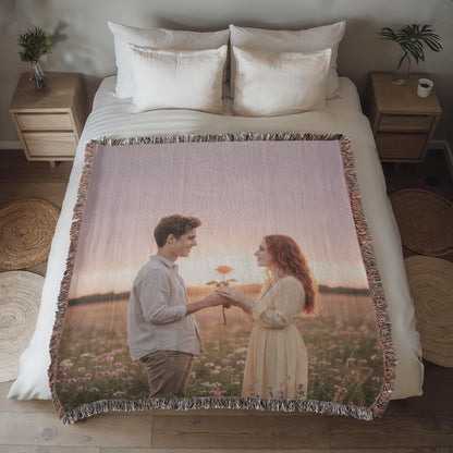 Personalized Photo Heirloom Woven Blanket – Custom Portrait Memory Keepsake