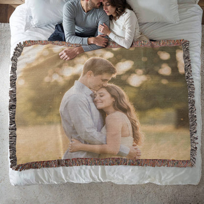 Personalized Memorial Woven Blanket – Custom Landscape Photo Heirloom Gift