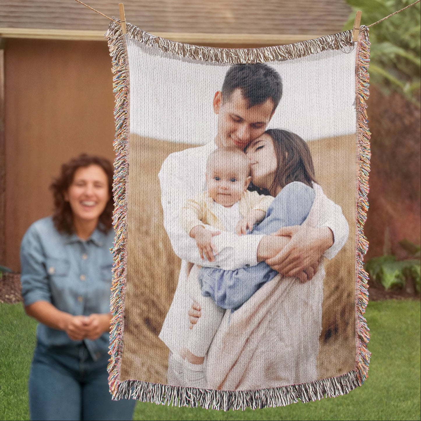 Custom Portrait Heirloom Woven Blanket – Personalized Family Keepsake Gift