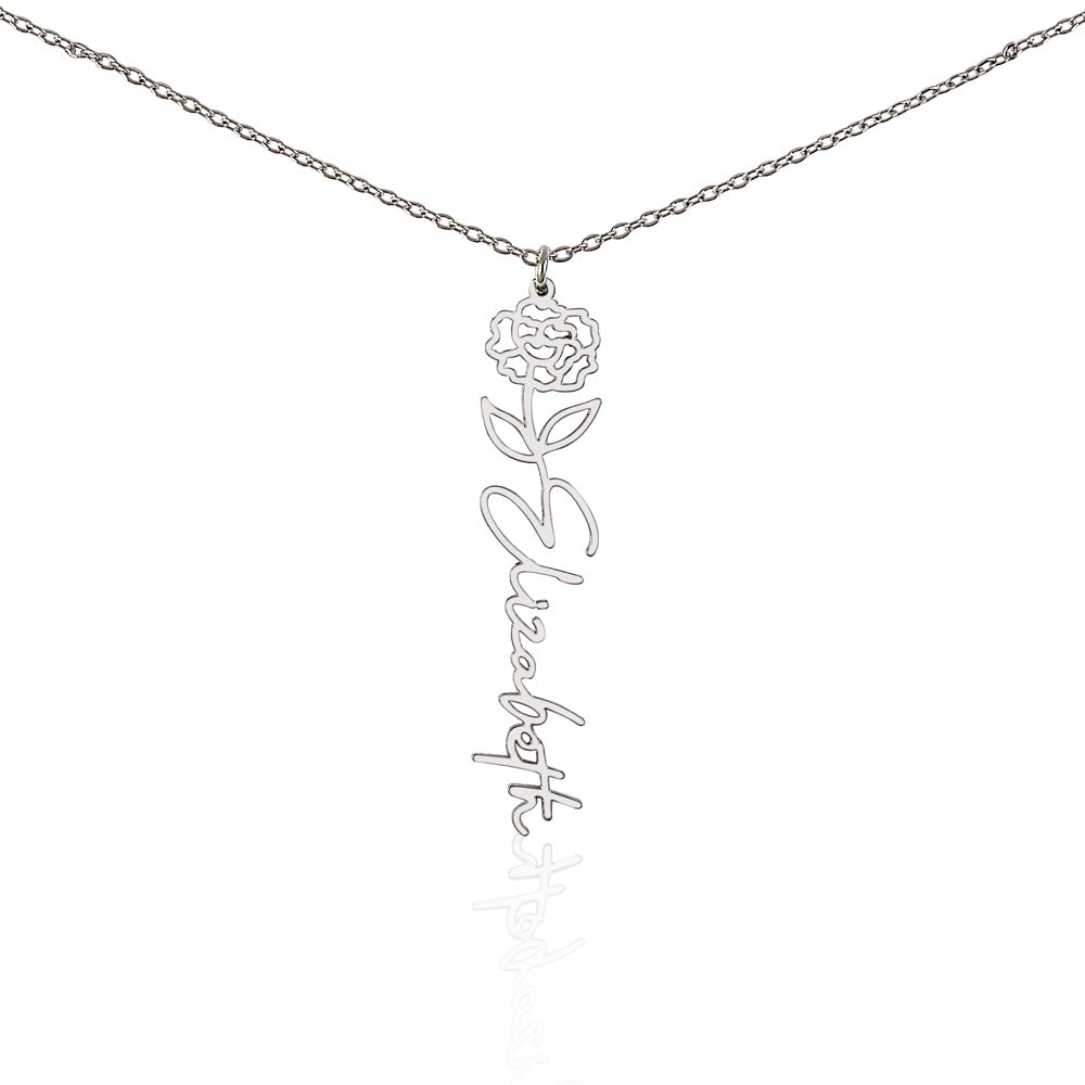 Personalized Floral Name Necklace – Custom Flower Design Jewelry Gift for Her