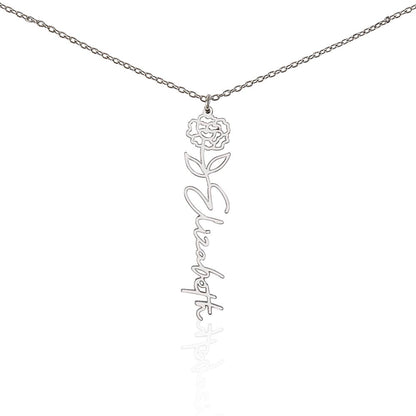 Personalized Floral Name Necklace – Custom Flower Design Jewelry Gift for Her