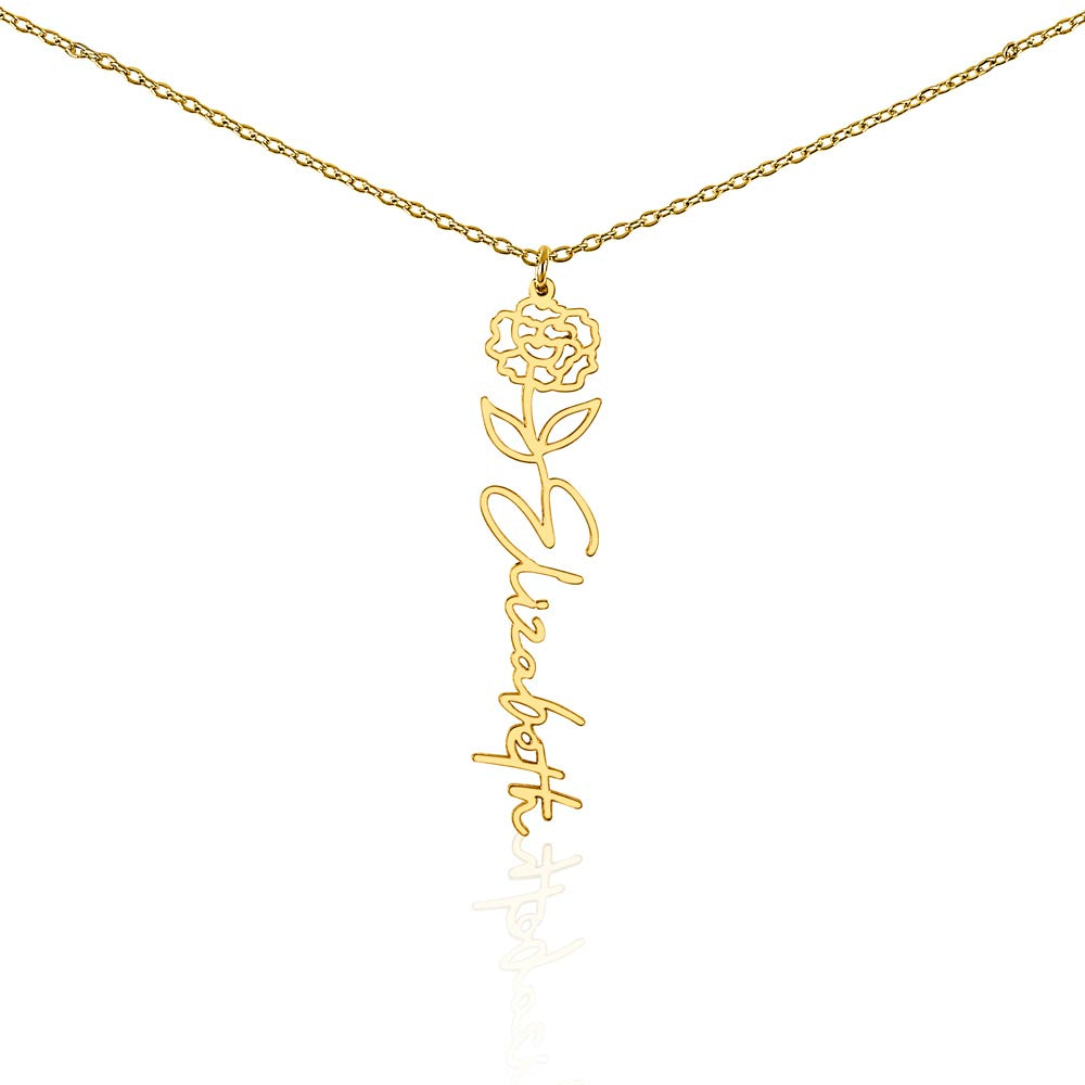 Personalized Floral Name Necklace – Custom Flower Design Jewelry Gift for Her