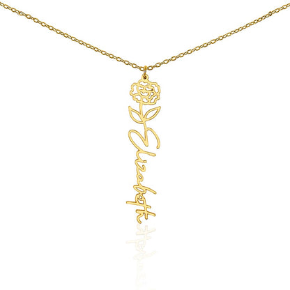 Personalized Floral Name Necklace – Custom Flower Design Jewelry Gift for Her