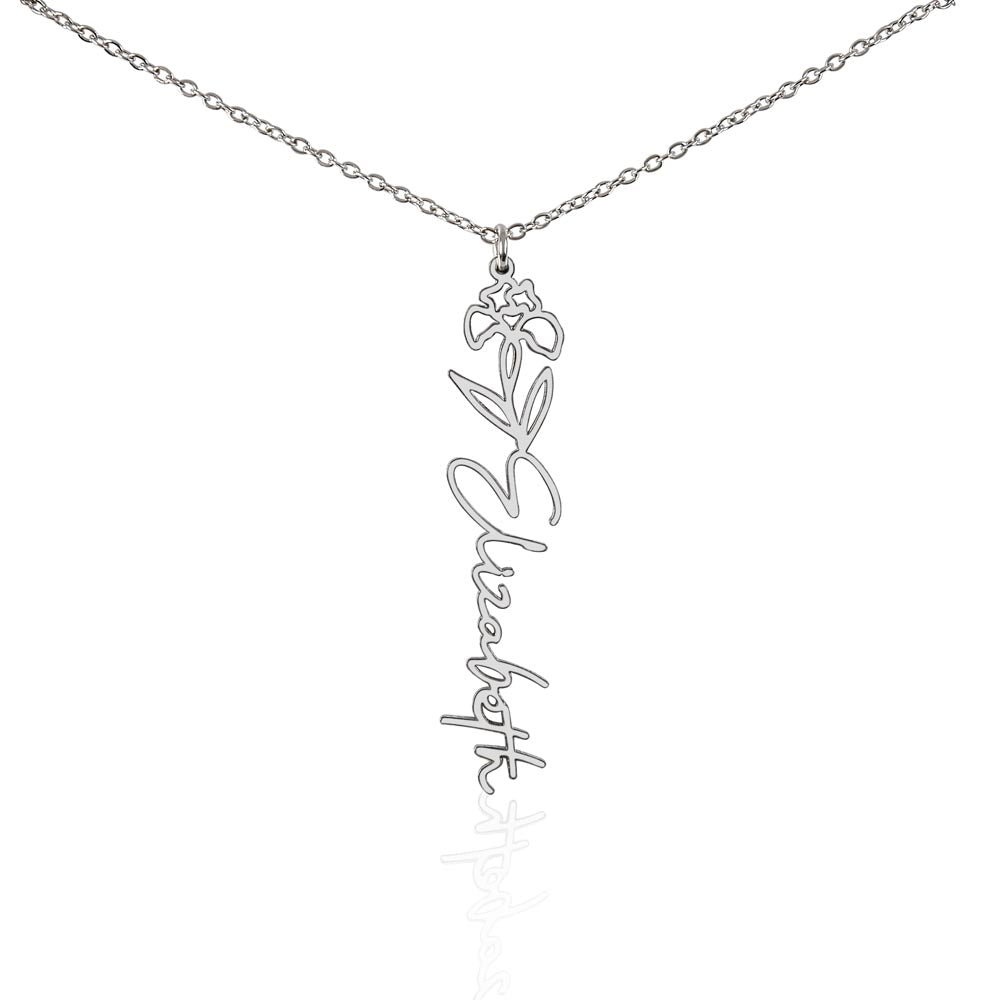 Personalized Floral Name Necklace – Custom Flower Design Jewelry Gift for Her