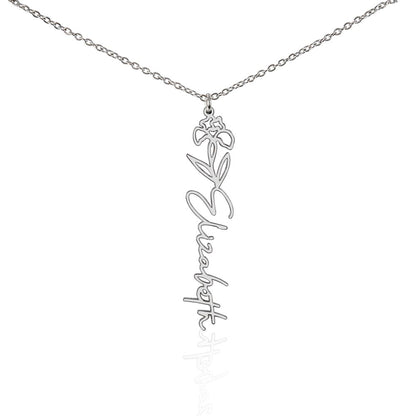 Personalized Floral Name Necklace – Custom Flower Design Jewelry Gift for Her