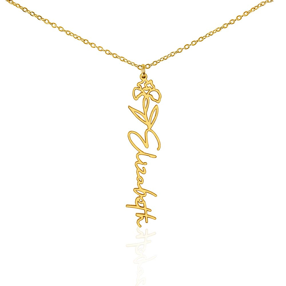 Personalized Floral Name Necklace – Custom Flower Design Jewelry Gift for Her