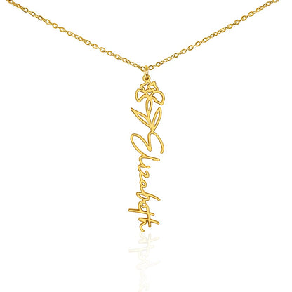 Personalized Floral Name Necklace – Custom Flower Design Jewelry Gift for Her