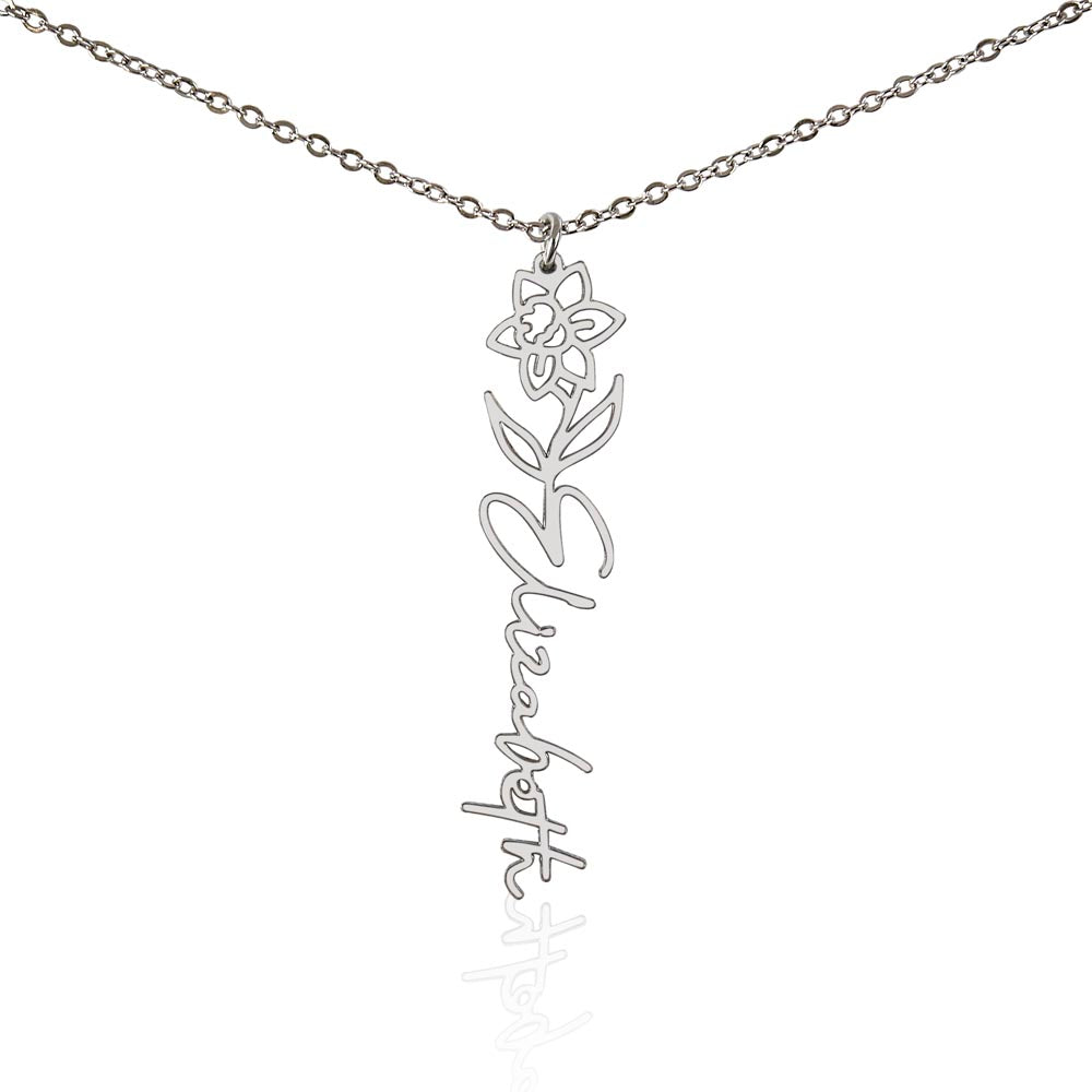 Personalized Floral Name Necklace – Custom Flower Design Jewelry Gift for Her