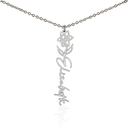 Personalized Floral Name Necklace – Custom Flower Design Jewelry Gift for Her