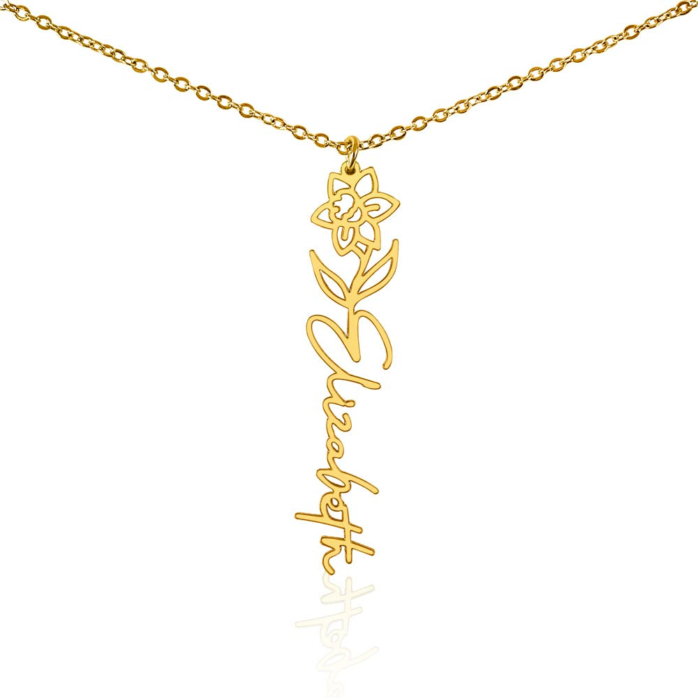 Personalized Floral Name Necklace – Custom Flower Design Jewelry Gift for Her