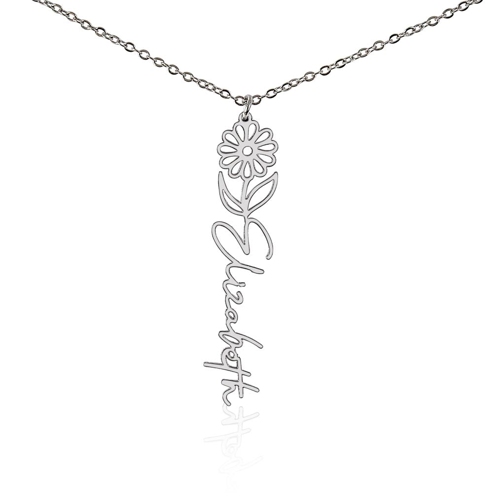 Personalized Floral Name Necklace – Custom Flower Design Jewelry Gift for Her