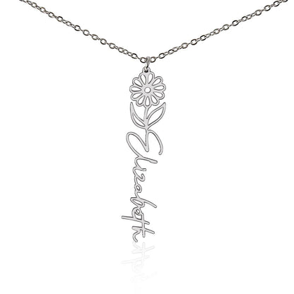 Personalized Floral Name Necklace – Custom Flower Design Jewelry Gift for Her