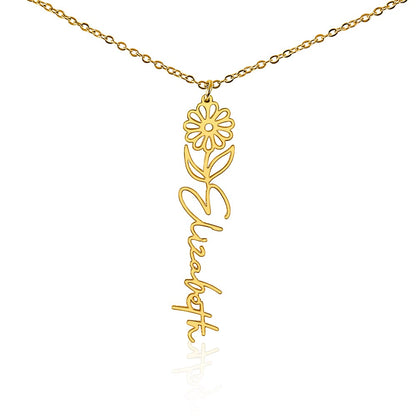 Personalized Floral Name Necklace – Custom Flower Design Jewelry Gift for Her